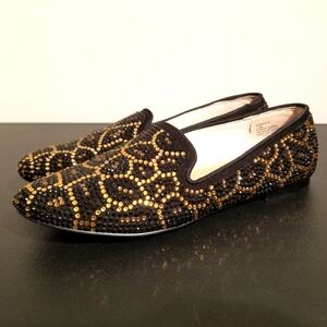 RHINESTONE STEVEN BY STEVE MADDEN FLATS STYLISH LOAFERS SIZE 5.5 PREPPY HOLIDAY